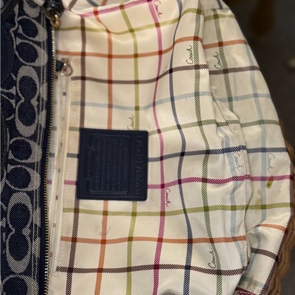 Coach Bleecker Signature Canvas Jacquard Tote Bag Navy Leather Trim Vintage Y2K - Picture 9 of 15